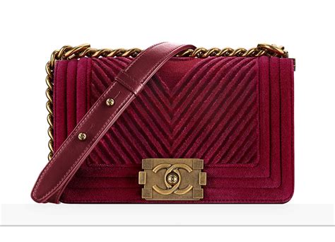 chanel burgundy velvet boy bag